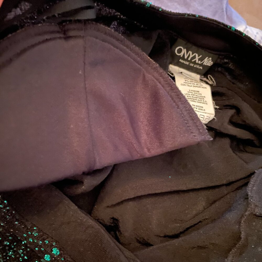 ONYX NITE Black & Emerald Green 2 pc Jacket / Top Women's Set, Made in USA - Picture 6 of 15